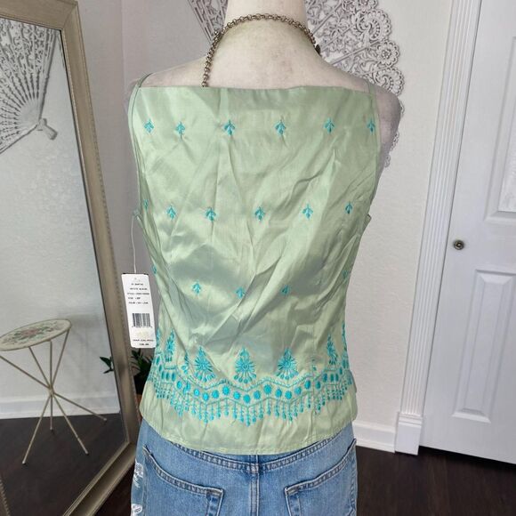 Deadstock NWT Early 2000's Mint Green Teal Blue Silk Fairy Camisole Top 6P / S - Picture 6 of 8